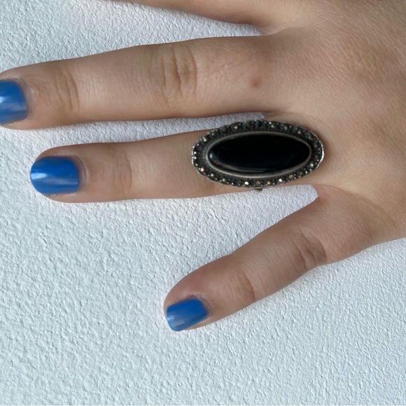 Sterling silver ring - onyx - Picture 1 of 6